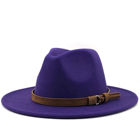 Vintage Britischer Stil Polyester Wollmischung Fedora Hut Für Herren Damen Breite Krempe Jazz Hut Mit Gürtelschnalle Dekor Herbst Winter Eleganter Hut