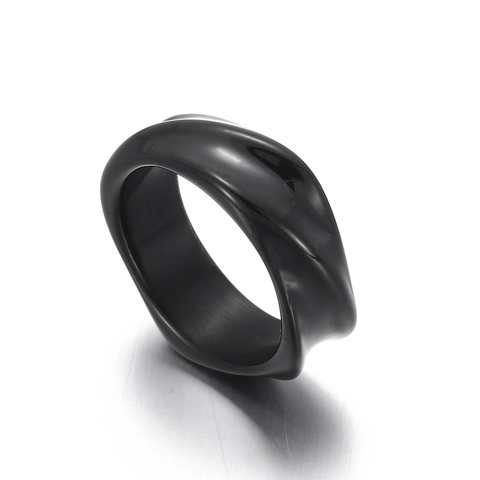Anillo De Acero Inoxidable Onda Irregular Geométrico Retorcido Pulido Minimalista Hip Hop Joyería