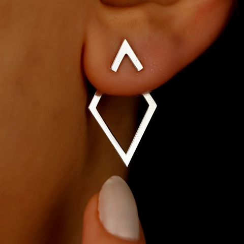 Orecchini Minimalisti Geometrici Rombo A Doppio Strato Per Donna In Acciaio Inossidabile V-Shape Stud Ciondolo Vuoto Moda