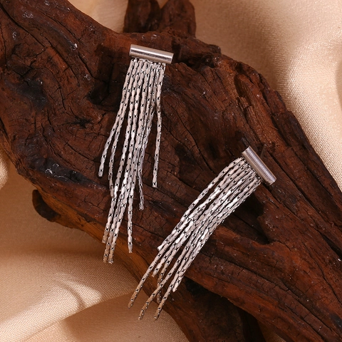 T-Bar Long Chain Tassel Dangle Earrings Stainless Steel 18K Gold Plated Minimalist Vintage Trendy Jewelry Women