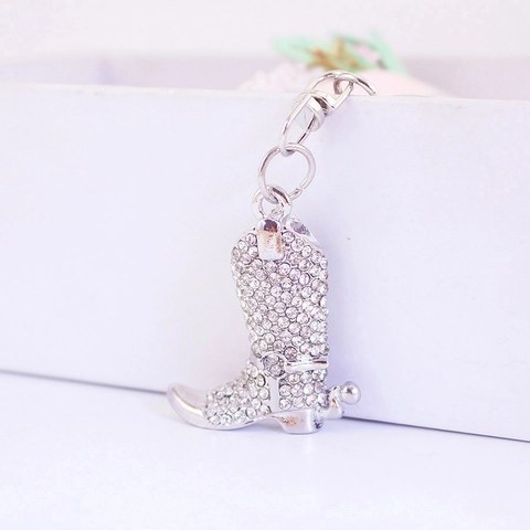 Kreativer Cowboystiefel Schlüsselanhänger Strass Exquisite Kristall Schuh Auto Schlüsselring Tasche Anhänger Zinklegierung Frauen Schmuck