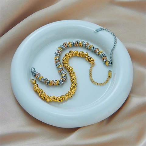 Pulsera de Eslabones Retorcidos de Acero Inoxidable Minimalista para Mujer Tricolor Chapado en Oro Plata Joyería de Moda Industrial Regalo