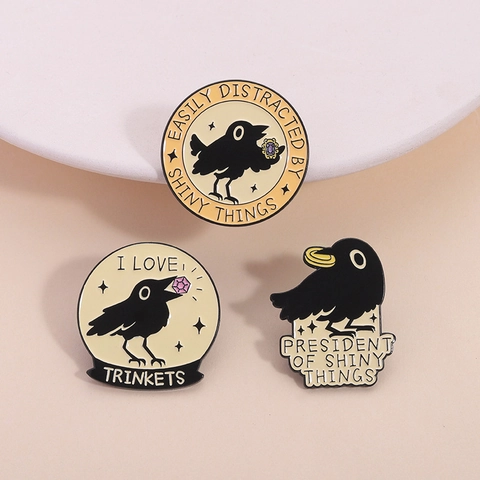 Kreative Krähe Emaille Pin Brosche Zinklegierung Lustige Vogel Zitate Für Taschen Jacken Neuheit Zubehör