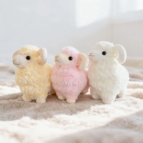 Peluche Pecora Agnello Imbottito Texture Lana Di Agnello Stile Curativo Decorazione Casa Regalo Compleanno Bambini