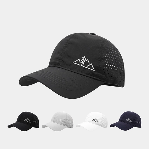 Berretto Da Baseball Asciugatura Rapida Taglio Laser Traspirante Sport All'aperto Ricamo Montagna Regolabile Unisex
