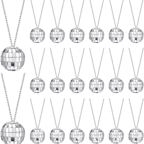 Disco Ball Halskette Spiegelglas Reflektierender Anhänger Retro Partyzubehör Für Festival Weihnachtsdekoration