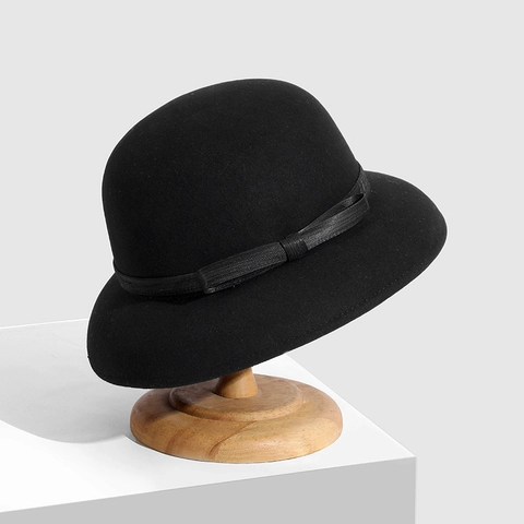 Elegante Cappello A Campana In Lana Australiana Stile Retrò Francese Con Decorazione A Fiocco Da Donna Caldo