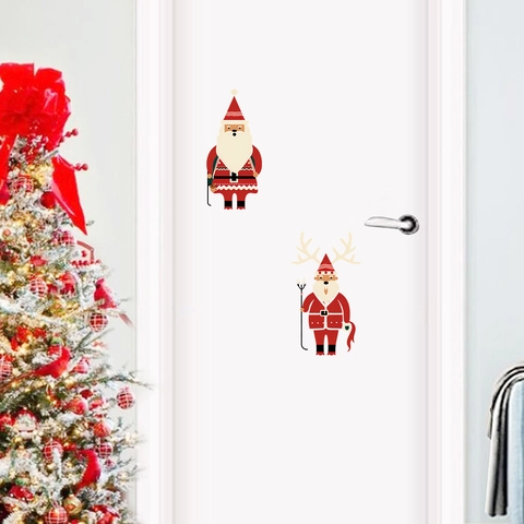 Adesivi Murali Di Natale Cartone Animato Babbo Natale Renna PVC Decalcomanie Rimovibili Per Casa Porta Finestra Decorazione Festiva