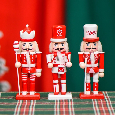 Nussknacker Soldat Holzpuppe Ornamente Bemaltes Holz Weihnachten Festliche Deko König Trommler Schwertwache Heim Schreibtisch