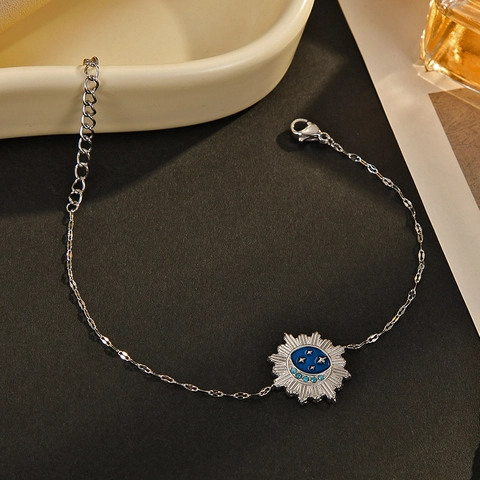 Bracciale in Acciaio Inossidabile Stella Luna Sole Smalto per Donna Placcato Oro 14K Gioielli di Moda Astronomica Celeste Regolabile