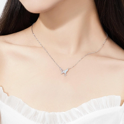 Copper Butterfly Pendant Necklace Rhinestone Artificial Pearl Enamel Butterfly Snake Design Fashion Jewelry For Women