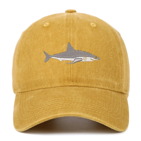 Shark Stickerei Baseballkappe Gewaschene Baumwolle Verstellbar Outdoor Sonnenschutz Vintage Hut Für Herren Damen