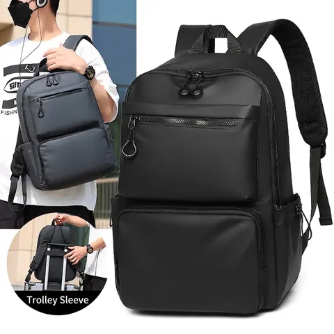 Mochila Para Portátil De Negocios Impermeable Tela Revestida Gran Capacidad Multibolsillos Informal Minimalista Viaje Unisex