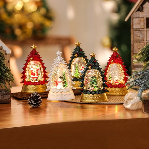 Weihnachtsbaum Schneekugel LED Wasserlaterne Nachtlicht Harz Weihnachtsmann Schneemann Glitzer Desktop Dekoration Geschenk