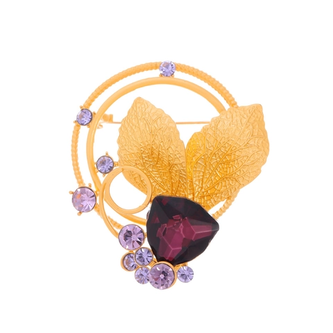 Spilla a Ghirlanda Francese Vintage in Lega di Zinco Oro Strass Cristallo Floreale Spilla per Donna Abbigliamento Gioielli Accessorio