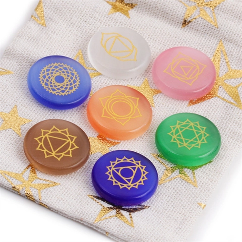 Pietre Guarigione Chakra Cristallo Naturale Agata Simboli Incisi Meditazione Yoga Arredamento Energia Equilibrata Con Sacchetto Coulisse