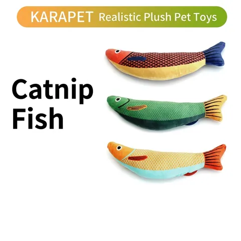 Jouet Pour Chat Poisson Réaliste Peluche Simulation Avec Herbe À Chat Interactif Squeaky Grincement Des Dents Pour Chatons