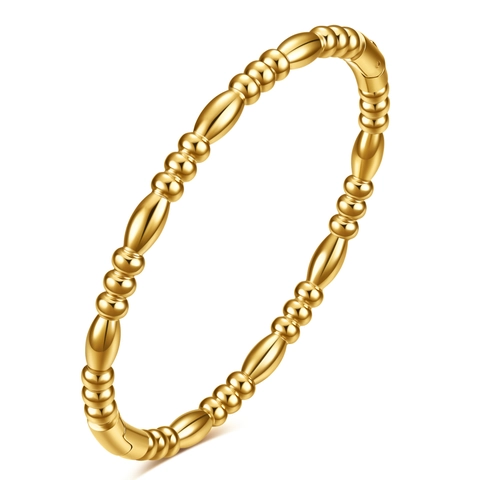 Brazalete Minimalista De Acero Inoxidable Para Mujer Chapado En Oro De 18K Diseño De Bambú Perla Serpiente Joyería Moda