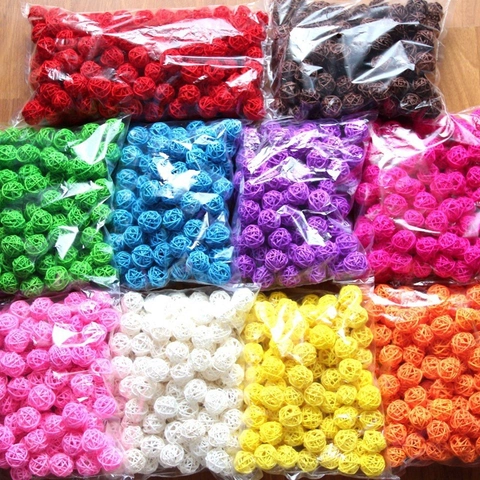 Boules En Rotin Colorées Osier Naturel Sphères Décoratives Pour Maison Mariage Fête Décoration Jouets Oiseaux Faits Main