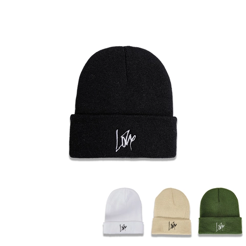 Knitted Beanie Hat Love Embroidery Acrylic Warm Winter Cap Streetwear Hip Hop Skullies Unisex Fashion Folded Cuff