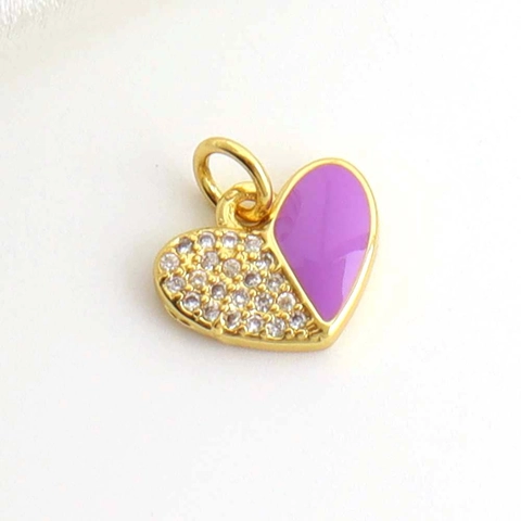Pendentifs Coeur Cuivre Plaqué Or Avec Zircone Cubique Et Émail Pour Fabrication De Bijoux DIY Style Romantique Saint Valentin