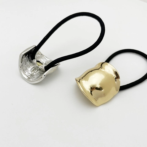 Geometric Alloy Hair Ties High Elasticity Ponytail Holders Minimalist Irregular Metal Cuff Hair Rings Women Chic