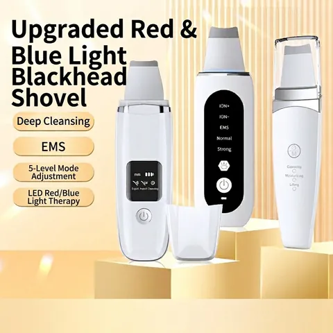 Ultrasonic Skin Scrubber Facial Skin Cleanser Blackhead Remover EMS Microcurrent Ion Facial Peeling Pore Cleaner Tool