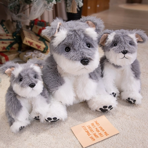 Realistisches Schnauzer Plüschtier Stofftier Hund Weiches Fell Beschwerter Boden Für Wohndekoration Geburtstagsgeschenk