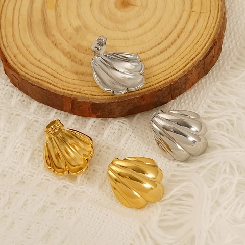 Scallop Shell Stud Earrings 304 Stainless Steel 18k Gold Plated Ocean Style Fashion Jewelry For Women Elegant