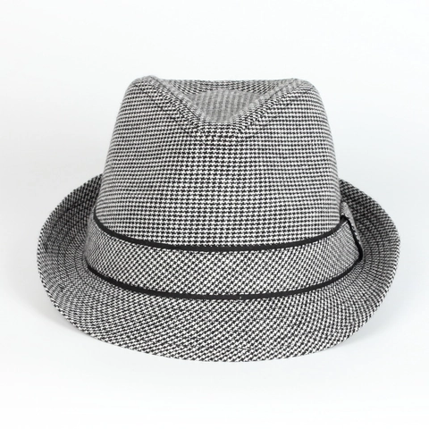 Chapeau Fedora À Pied-De-Poule Style Britannique Vintage Casquette De Jazz En Feutre Trilby Avec Bande Noire Hommes Femmes