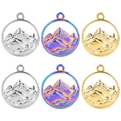 Collana con Ciondolo a Montagna in Acciaio Inossidabile Minimalista per Donna Uomo Oro Argento Arcobaleno Gioielli Natura