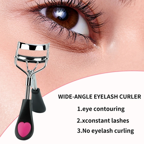 Roestvrijstalen Wimpertang Met Ingebouwde Kam Groothoek Wimperseparator Hartvormig Handvat Draagbare Make-Up Tool