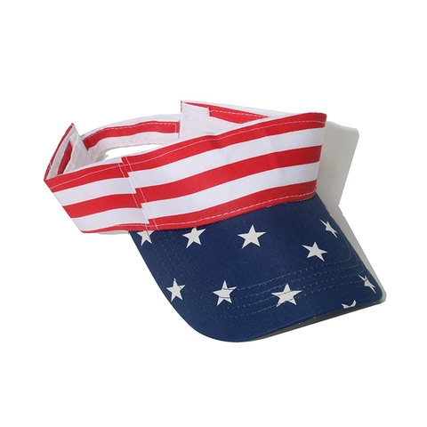 American Flag Sun Visor Hat Polyester Stars And Stripes Print Adjustable Sports Outdoor Independence Day Travel Unisex