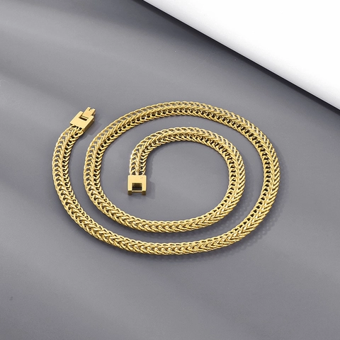 Collana Da Uomo In Acciaio Inossidabile Con Catena A Treccia Di Osso Di Serpente Gioielli Rock