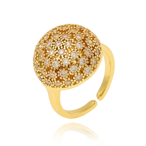 Minimalist Gold Color Copper Adjustable Open Ring For Women Personalized Zirconia Geometric Heart Shape Luxury Fashion Jewelry Wedding Party Ring Accessory