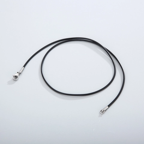 Black Rubber Necklace Cord With Stainless Steel Lobster Clasp For DIY Jewelry Making Smooth Silicone String For Pendants