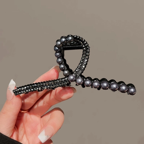 Molletta Per Capelli Elegante Per Donna Con Strass In Lega E Imitazione Perla Artificial Design Incrociato Grandi Clip Per Capelli A Tenuta Forte