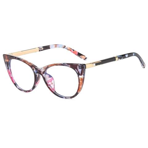 Montura De Gafas Cat Eye Anti Luz Azul PC Metal Estilo Retro Lentes Transparentes Gafas Decorativas Casuales Para Mujeres Hombres