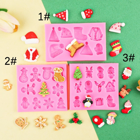 Christmas Silicone Mold Santa Tree Snowflake Reindeer Shape For DIY Fondant Chocolate Cake Decoration Epoxy Resin Craft