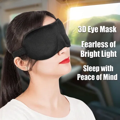 3D Contoured Sleep Mask Blackout Eye Cover With Memory Foam Earplugs Adjustable Breathable Travel Nap Blindfold