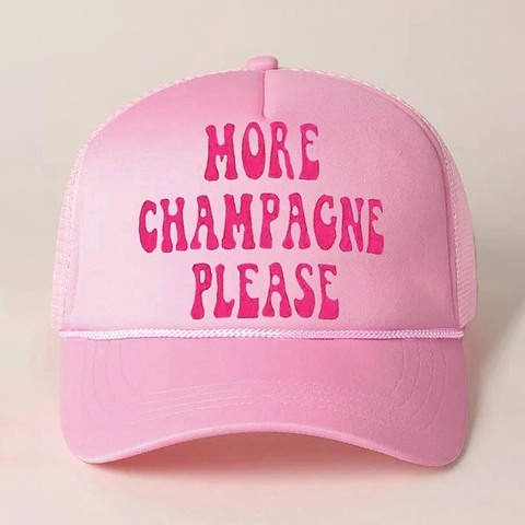 Trucker Hat Mesh Rug Schuim Polyester More Champagne Please Verstelbaar Outdoor Zonbescherming Vintage Stijl