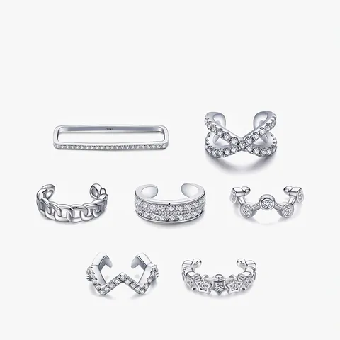 Orecchini a Clip in Argento Sterling 925 Con Strass Geometrici Cuore Stella Non Perforati Per Donna Gioielli alla Moda