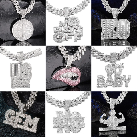 Hip Hop Iced Out Runder Anhänger Panzerkette Für Damen Herren Legierung Strass Geometrischer Anhänger Schmuck Geschenk