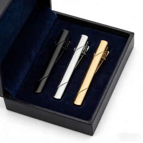 Men Business Copper Tie Clip Geometric Striped Minimalist Formal Suit Accessories For Wedding Office Necktie Bar Jewelry