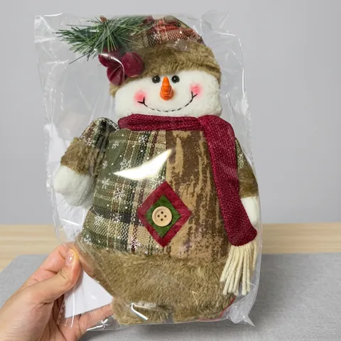 Christmas Standing Plush Dolls Extendable Legs Santa Snowman Reindeer Plaid Fabric Festive Home Decor Ornament