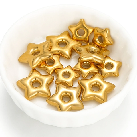 Polished Star Shaped Pendant Smooth Stainless Steel DIY Jewelry Making Findings Metal Star Beads For Bracelet Necklace