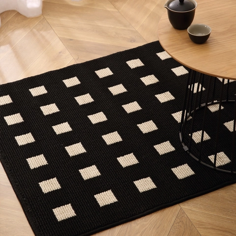Checkerboard Area Rug Non Slip Entrance Doormat Polypropylene Fiber Decorative Floor Mat For Bedroom Living Room Entryway