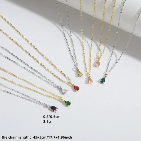 Collier Pendentif Goutte d'Eau en Cuivre Minimaliste pour Femmes Luxe Incrusté de Zirconia Chaîne en O Bijoux de Mode Cadeau