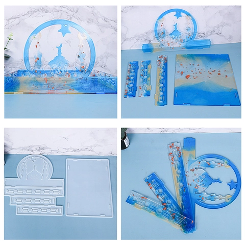 Schloss Aufbewahrungsbox Silikonform Epoxidharz Basteln Weihnachten Eid Moschee Silhouette Handgefertigtes Modellierwerkzeug