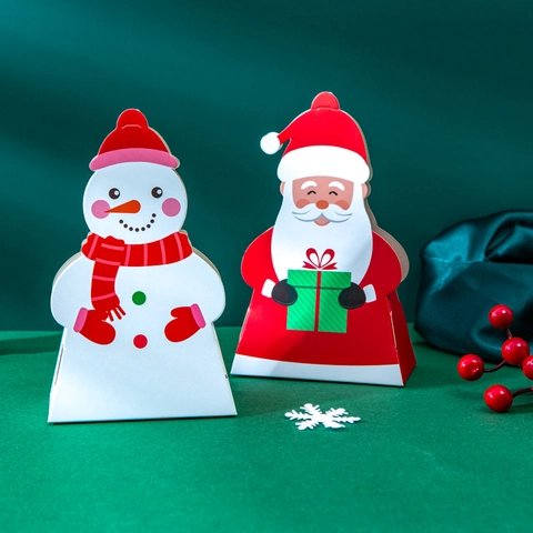 Kerst Cadeaudozen Karton Opvouwbare Snoepdozen Kerstman Sneeuwpop Vorm Voor Feestartikelen Vakantie Traktaties Draagbaar Handvat